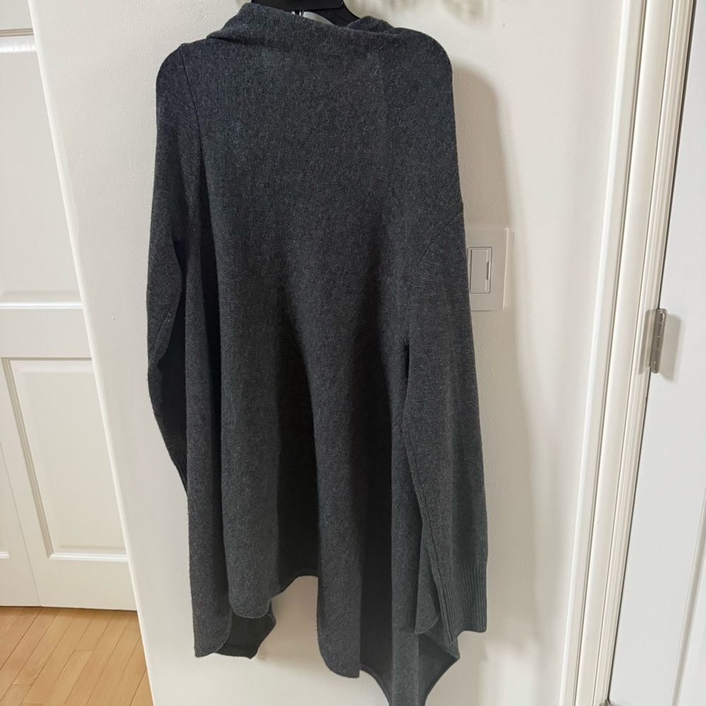 Ainsley Open Cashmere & Wool Long Line Cardigan in Charcoal Gray XL - Picture 4 of 9